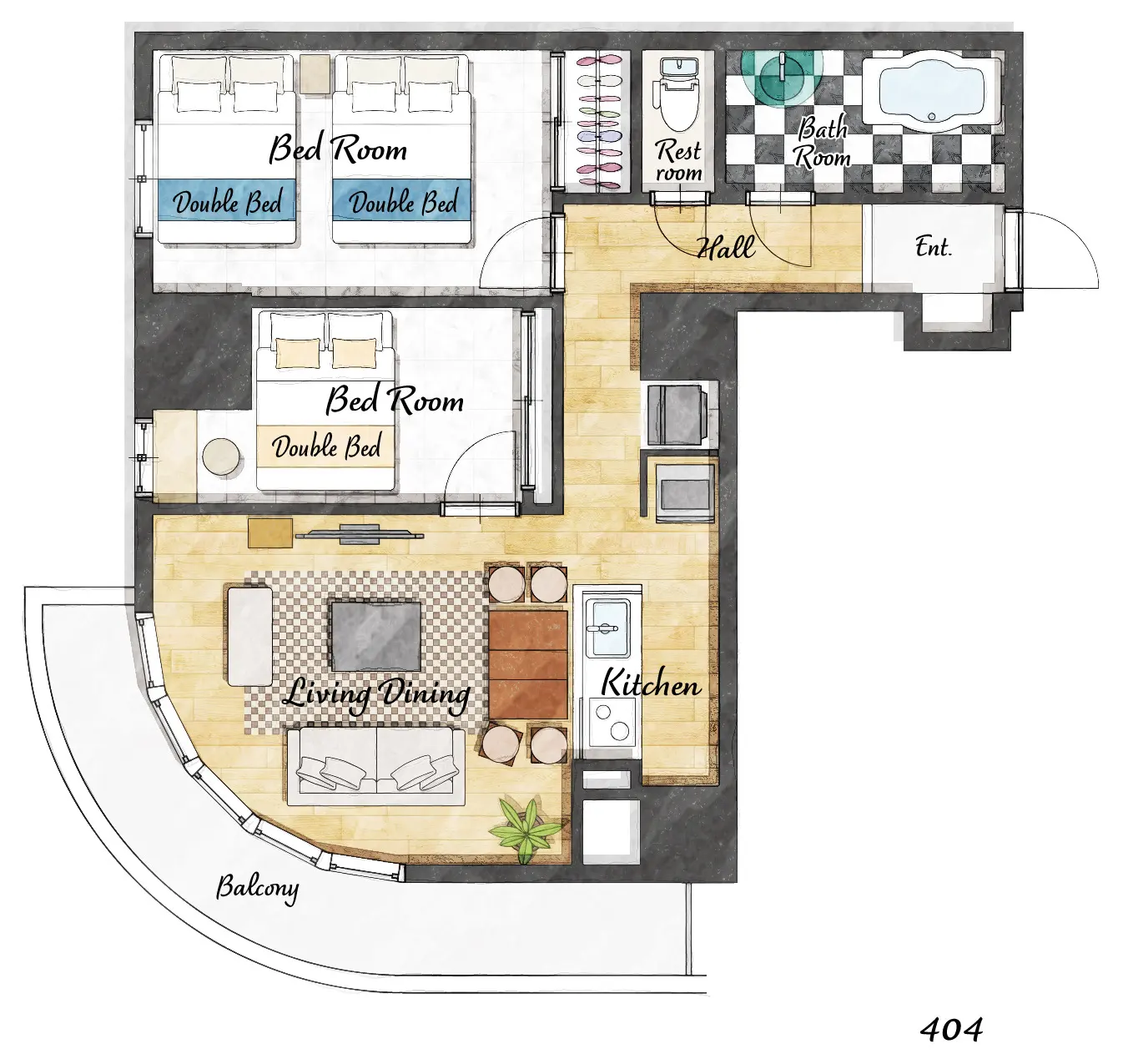 Cozy Stay Sapporo Central 404 — 間取り図