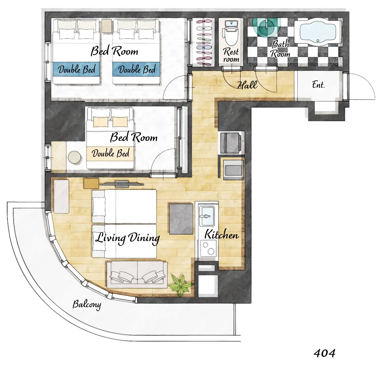 Cozy Stay Sapporo Central 404 — 間取り図
