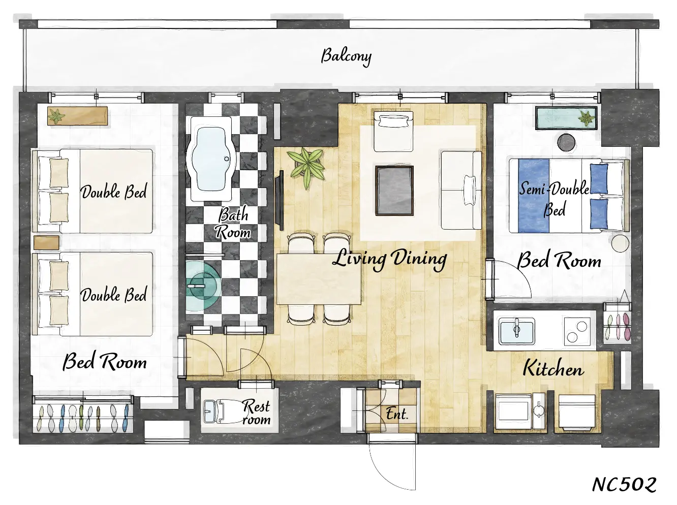 Cozy Stay Sapporo Central 502 — 間取り図