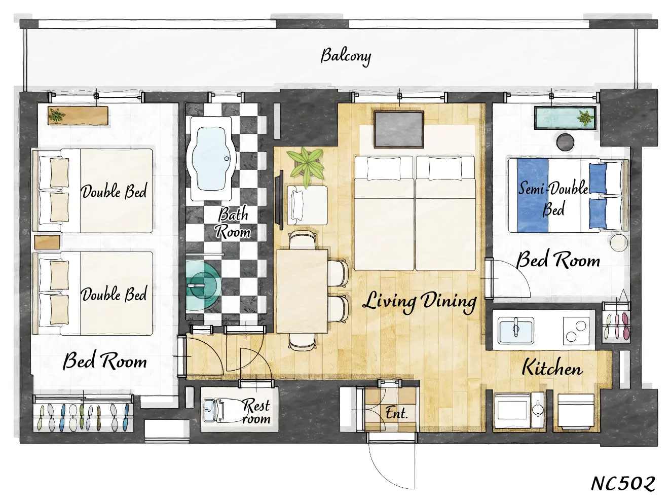 Cozy Stay Sapporo Central 502 — 間取り図