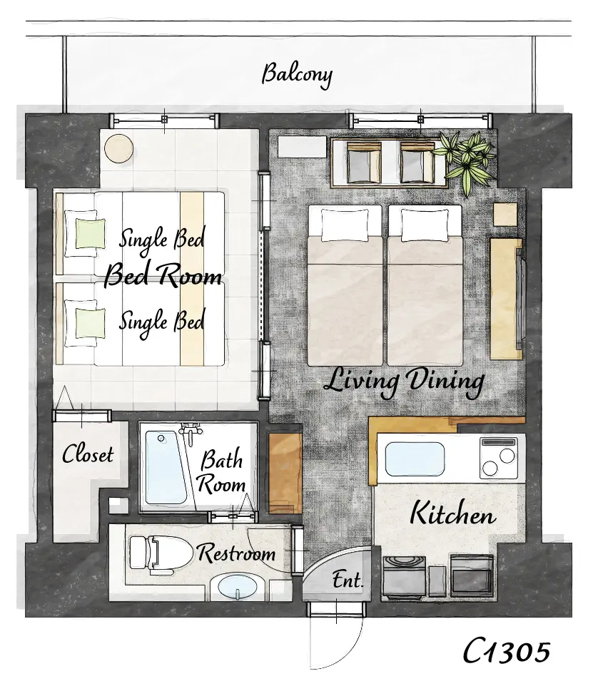 Cozy Stay Sapporo Central Nakajima 1305 — 間取り図