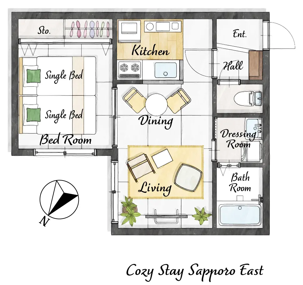 Cozy Stay Sapporo East 302 — 間取り図