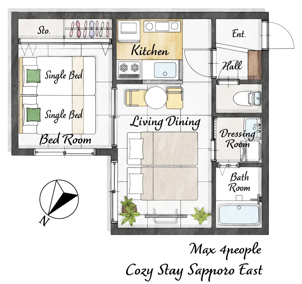 Cozy Stay Sapporo East 302 — 間取り図