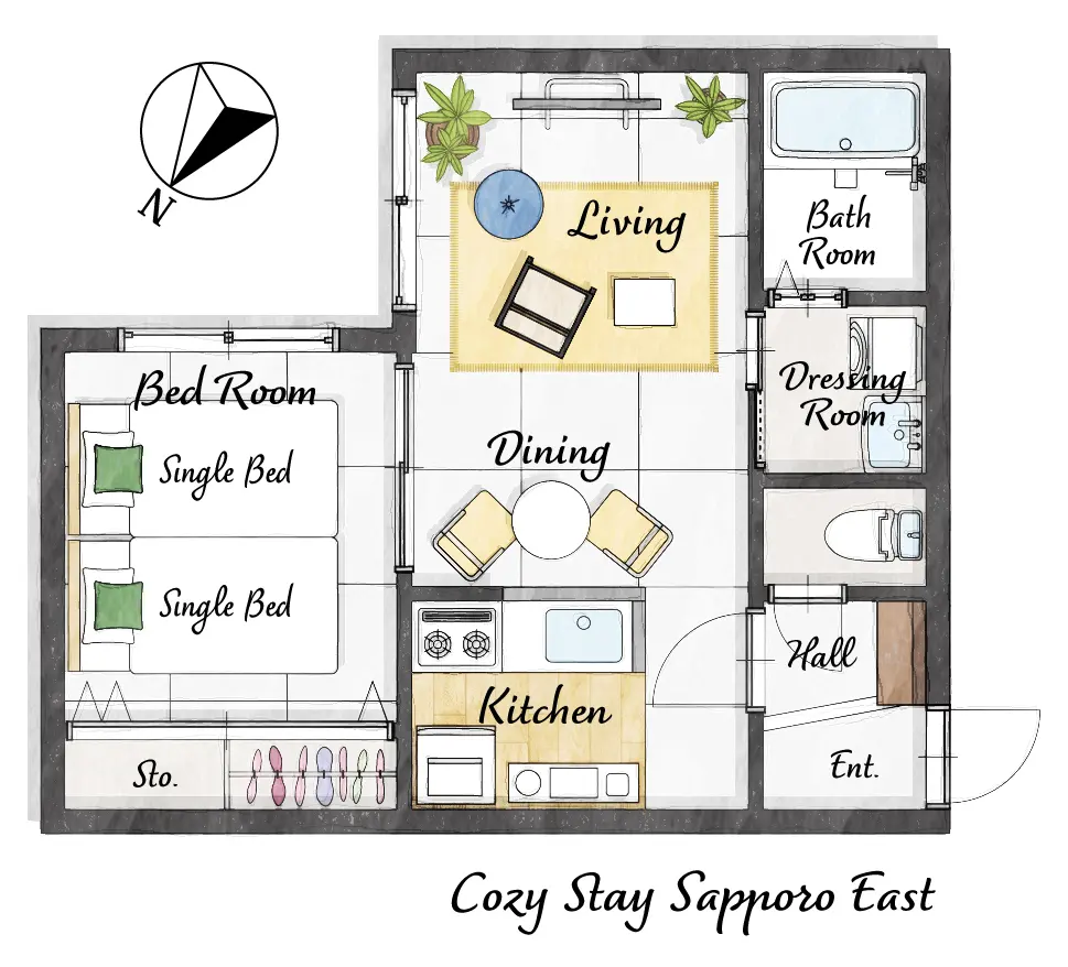 Cozy Stay Sapporo East 303 — 間取り図