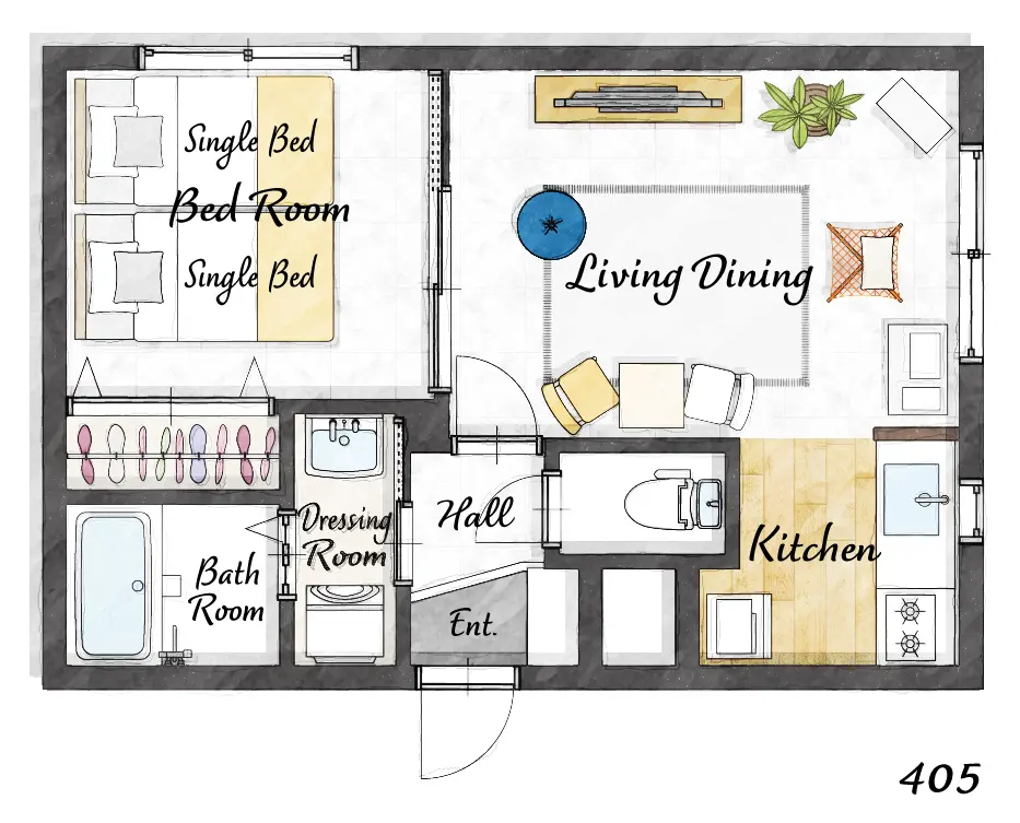 Cozy Stay Sapporo East 405 — 間取り図