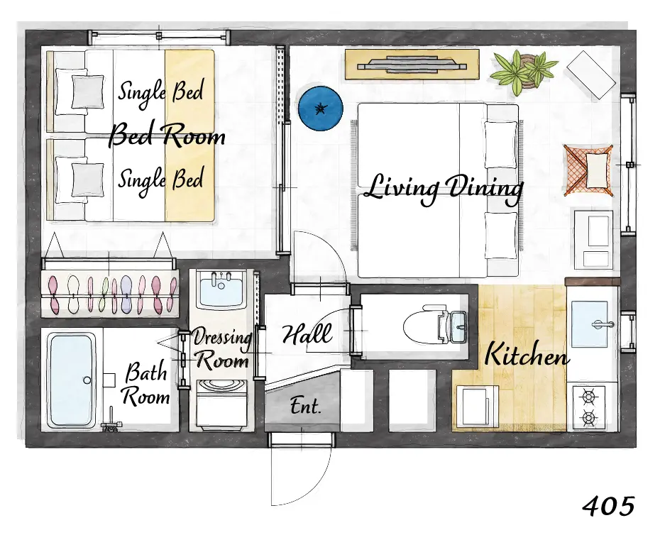 Cozy Stay Sapporo East 405 — 間取り図