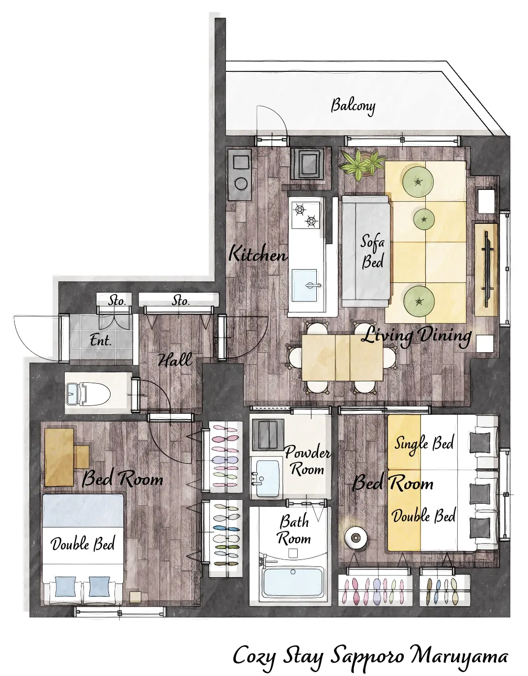 Cozy Stay Sapporo Maruyama 601 — 間取り図